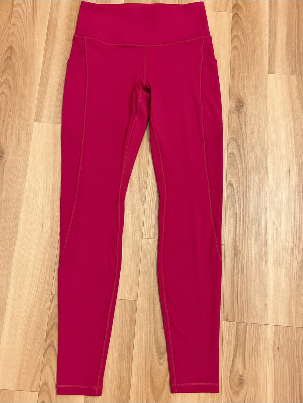 Lululemon High Rise Leggings Size 8 Berry Red Side Pockets Worn Once